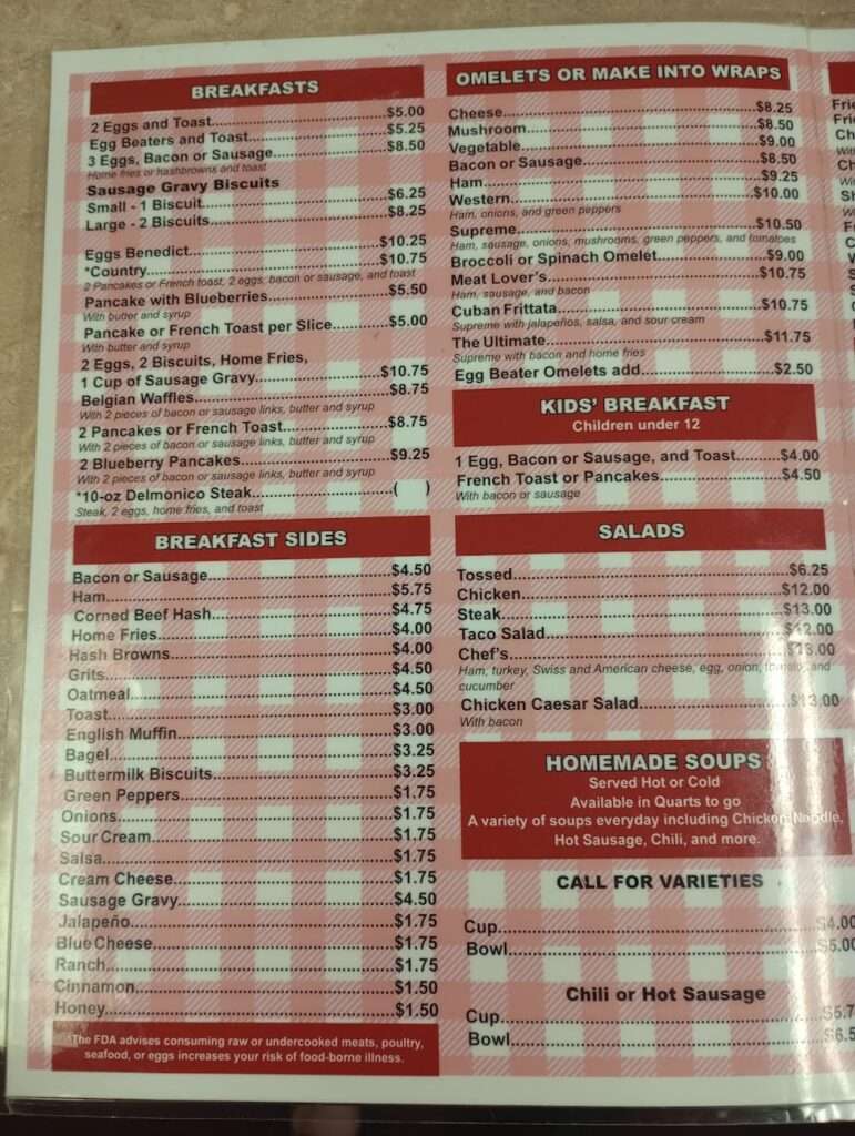 Di’s Kornerstone Diner menu 1