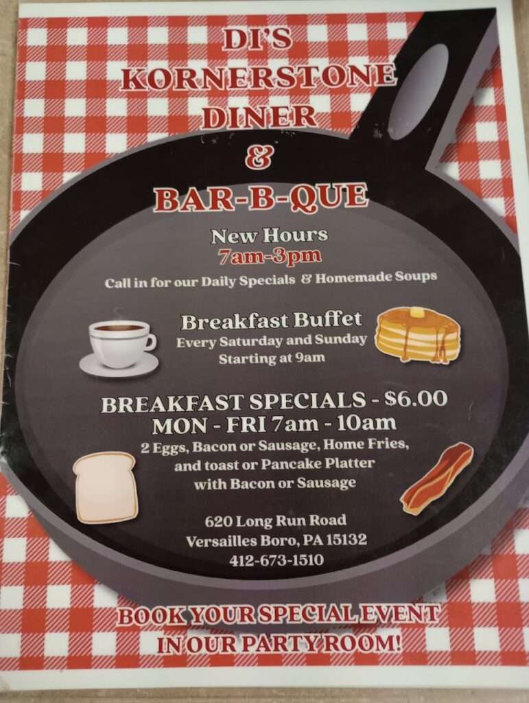 Di’s Kornerstone Diner menu 3